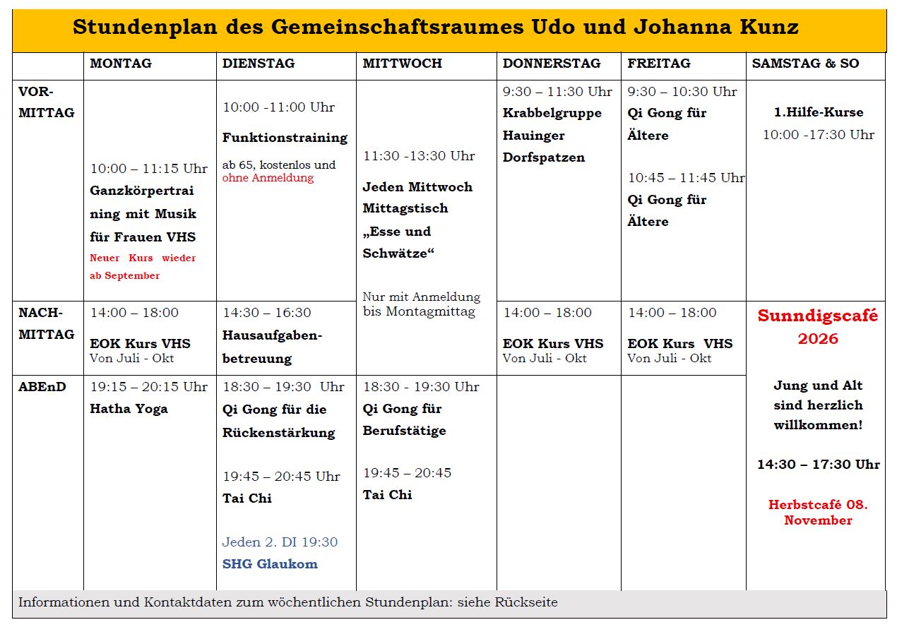 August 2026 Stundenplan