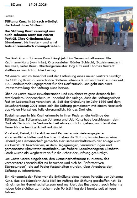 Webseite Presseartikel